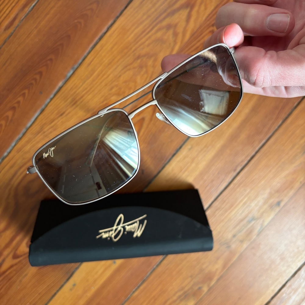 Maui Jim Silver Frame Sunglasses with Brown Lenses